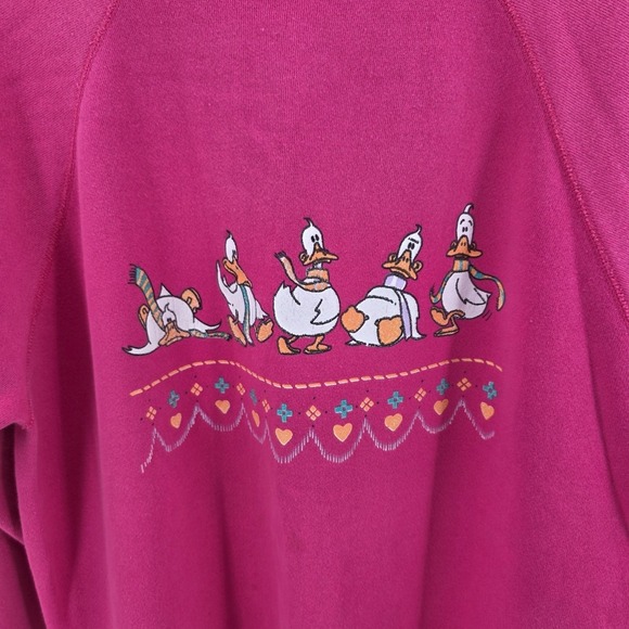 Vintage Ice Skating Ducks Geese Red Christmas Ugly Sweater‎ Jerzees Size XL 46 - Picture 4 of 5